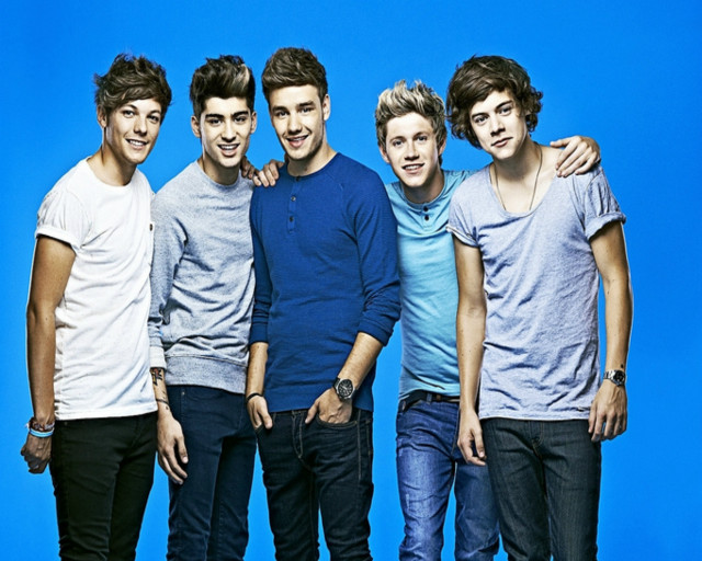 Young men group blue background free wallpaper - medium preview image