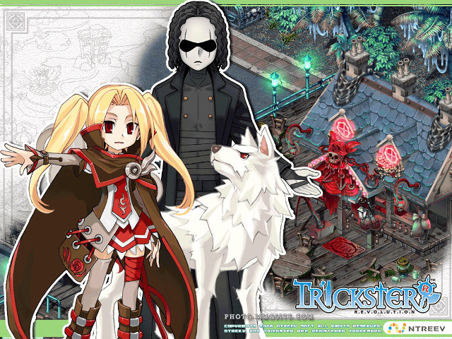 Anime couple forest building wolf free wallpaper - medium preview image