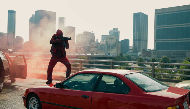 Man red suit red car free wallpaper - medium preview image