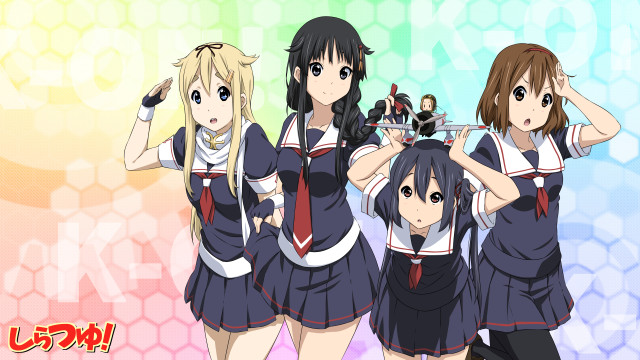Anime girls school uniforms rainbow free wallpaper - medium preview image