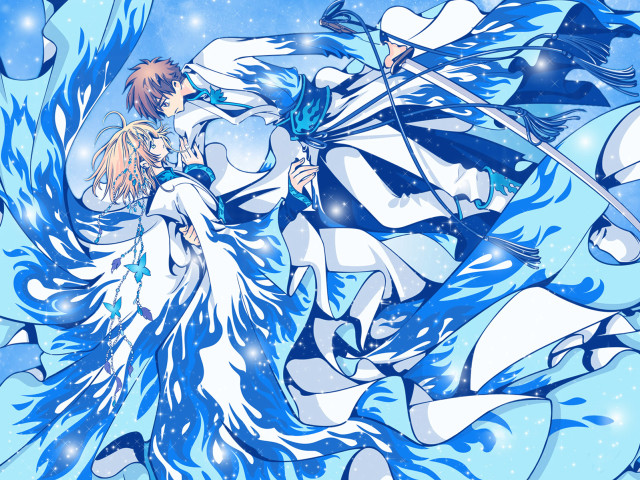 Man woman snow sword spear free wallpaper - medium preview image