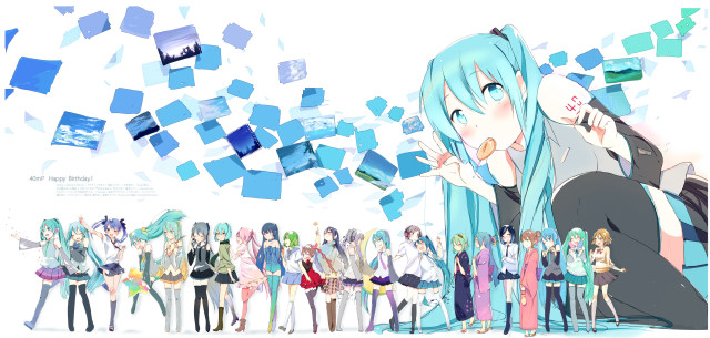 Anime girls blue hair blue free wallpaper - medium preview image