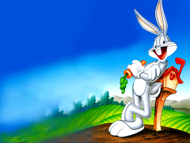 Cartoon rabbit sitting chair green free wallpaper - medium preview image