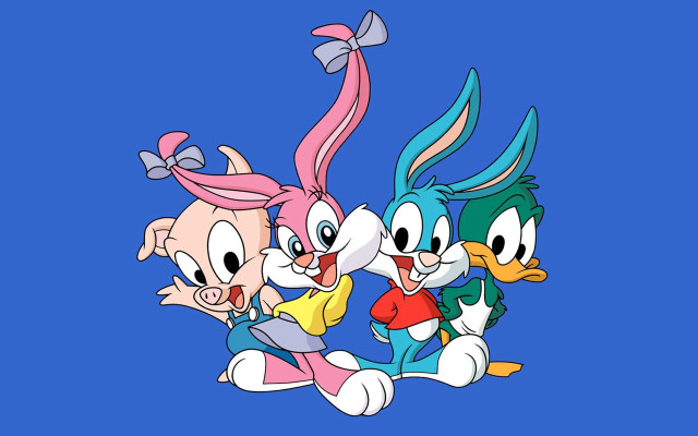 Cartoon characters group blue background #9 free wallpaper - medium preview image