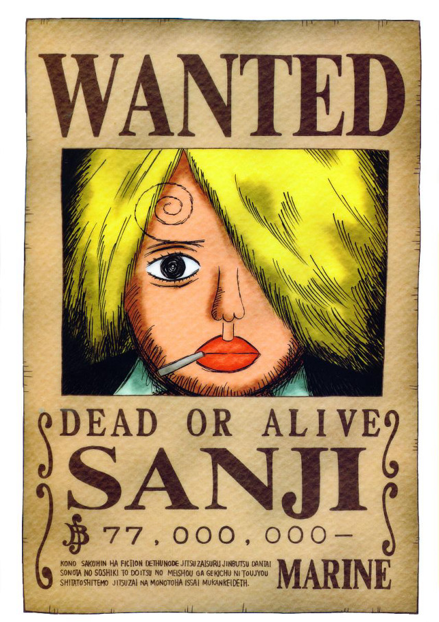 Wanted poster sanji dead or free wallpaper - medium preview image