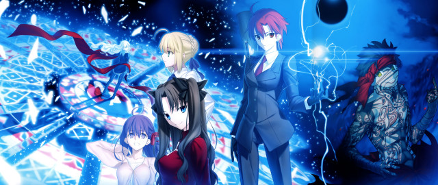 Anime characters blue background lightning #3 free wallpaper - medium preview image