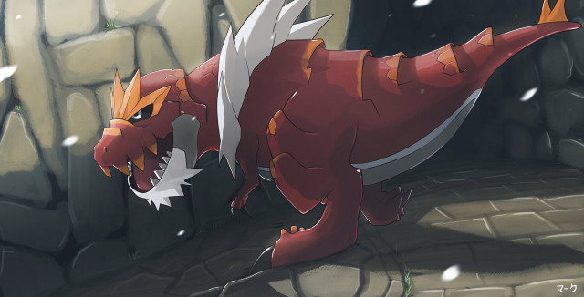 Red dragon walking snowy cave free wallpaper - medium preview image