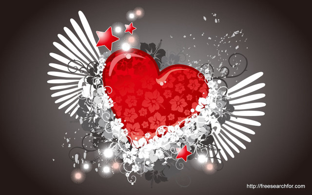 Heart wings stars dark background #2 free wallpaper - medium preview image