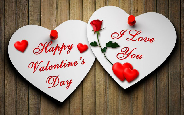 Two hearts roses happy valentines free wallpaper - medium preview image