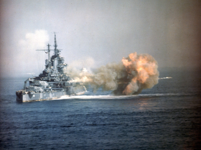 Battleship smoke small boat water free wallpaper - medium preview image