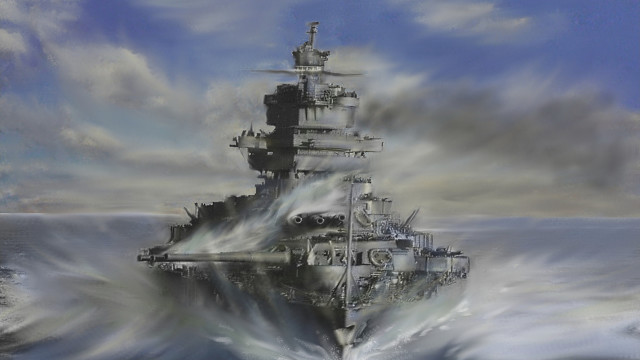 Battleship ocean smoke painting artistic free wallpaper - medium preview image