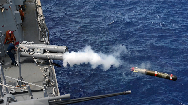 Missile firing navy ship ocean free wallpaper - medium preview image