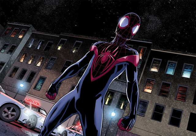 Man spider suit night street free wallpaper - medium preview image