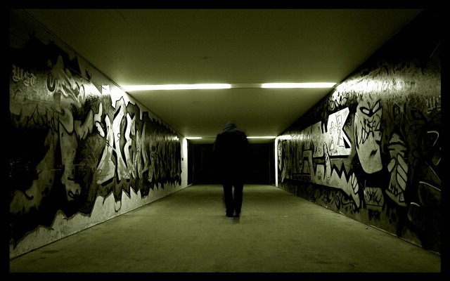 Graffiti hallway man long hair free wallpaper - medium preview image