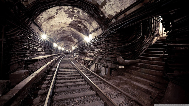 Train track tunnel lights skylight free wallpaper - medium preview image