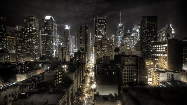 City night lights buildings dark free wallpaper - medium preview image