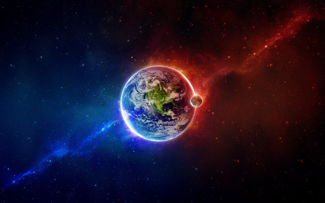 Blue red planet black background #6 free wallpaper - medium preview image