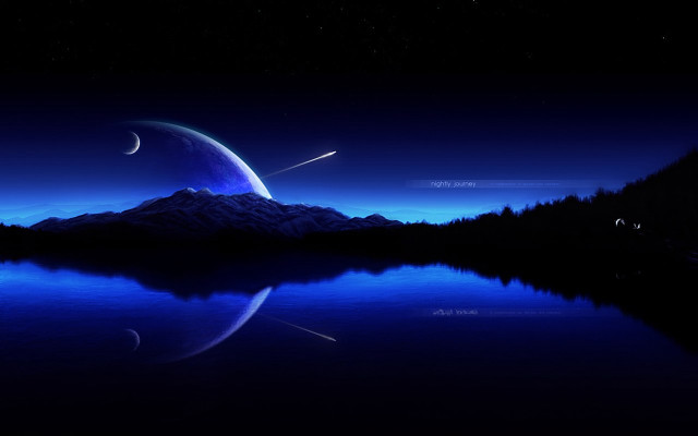Night mountain lake crescent moon #3 free wallpaper - medium preview image
