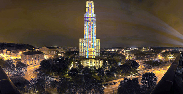 Tall building colorful light night free wallpaper - medium preview image