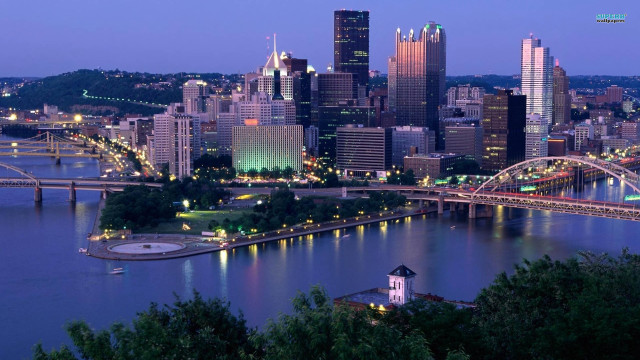 City skyline bridge river night #30 free wallpaper - medium preview image