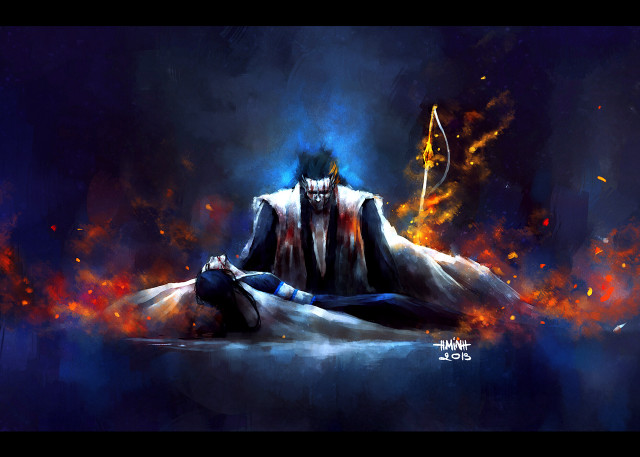 Man laying fire background sky free wallpaper - medium preview image
