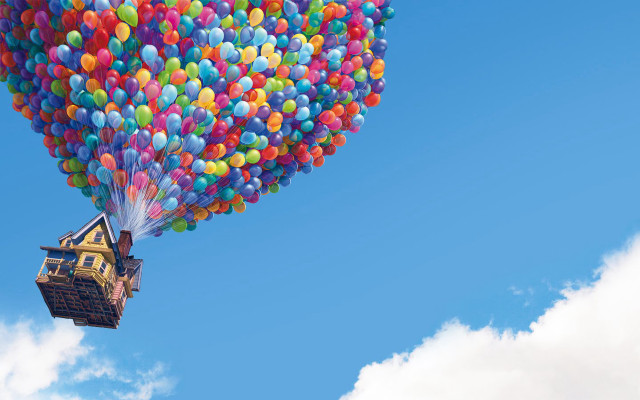 Floating house balloons air dreamy free wallpaper - medium preview image
