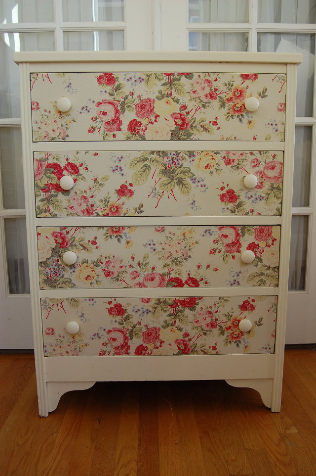 White dresser floral design drawers free wallpaper - medium preview image