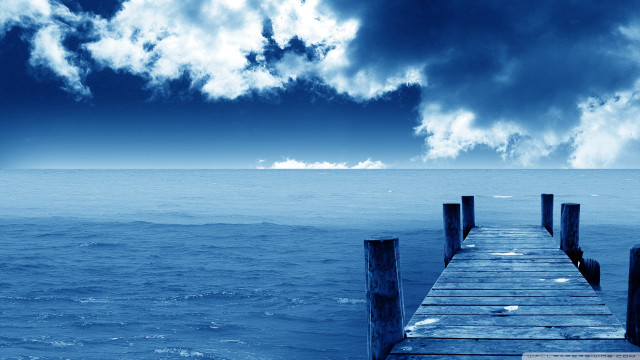 Pier ocean cloudy sky boat #3 free wallpaper - medium preview image