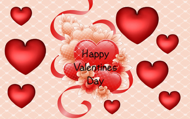 Valentine hearts flowers ribbon bow free wallpaper - medium preview image