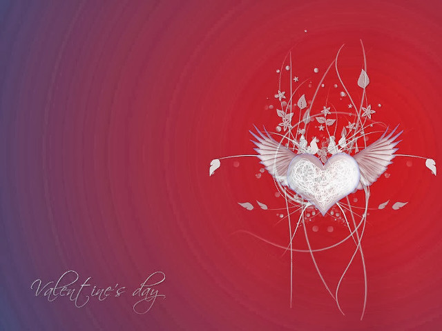 Heart flower bird red background free wallpaper - medium preview image