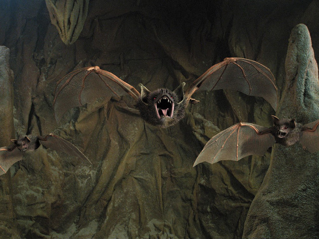 Bats rocky cave matte painting free wallpaper - medium preview image