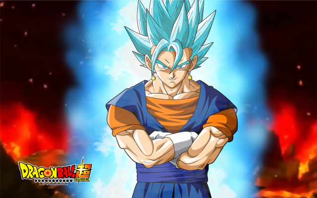 Blue haired vegeta fire background free wallpaper - medium preview image