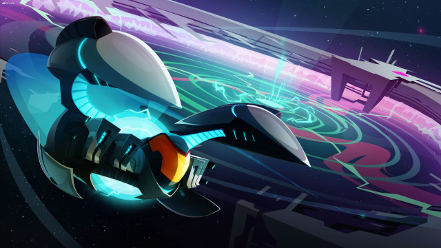 Futuristic space ship stars blue free wallpaper - medium preview image