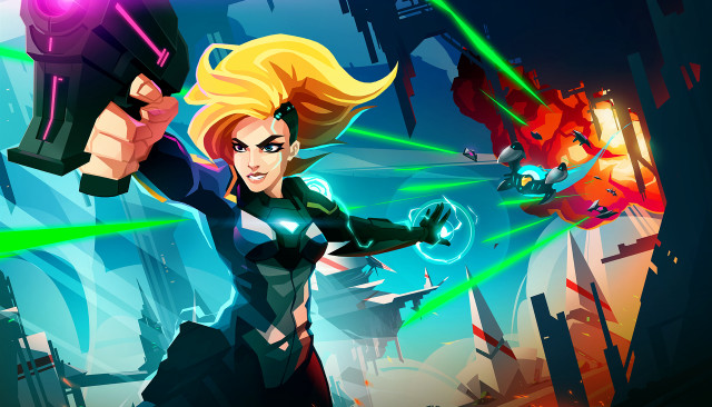 Woman gun futuristic city dragon free wallpaper - medium preview image