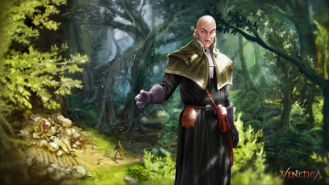 Man black dress forest trees free wallpaper - medium preview image