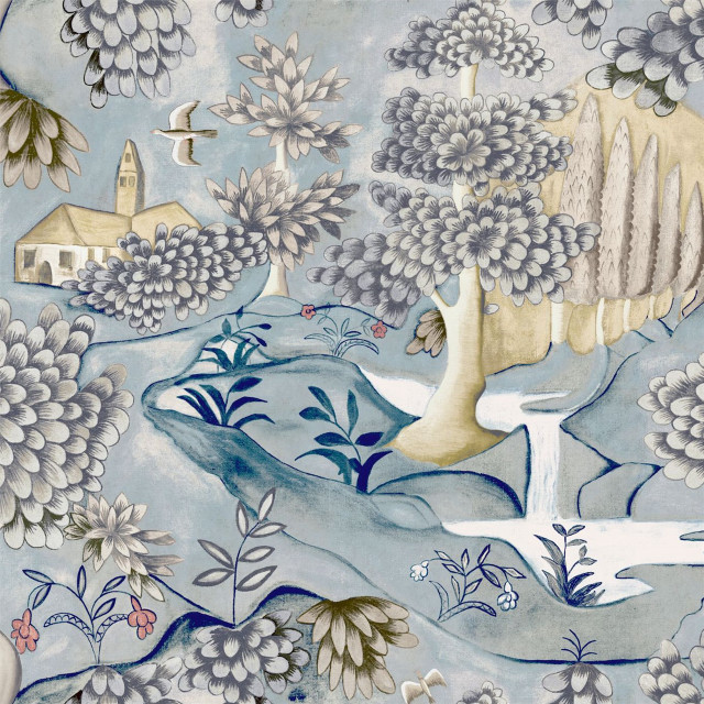 Bird flowers blue background flying free wallpaper - medium preview image
