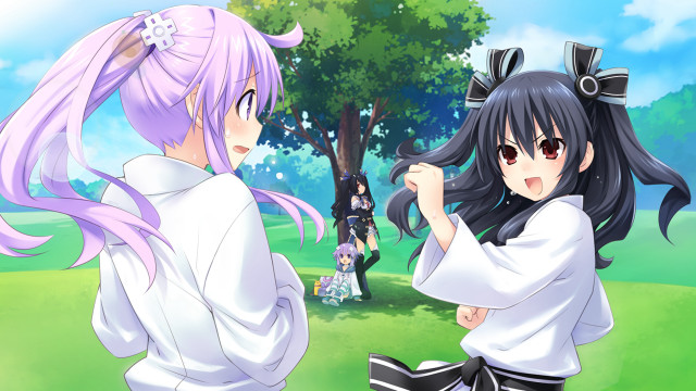 Anime girls park trees grass free wallpaper - medium preview image