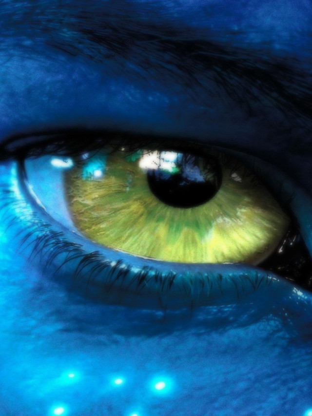 Blue yellow eye glowing eyeshade free wallpaper - medium preview image