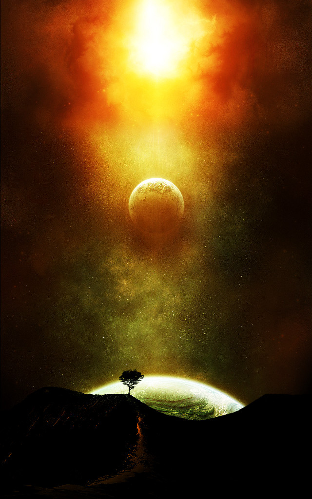 Tree hill sun distant object free wallpaper - medium preview image