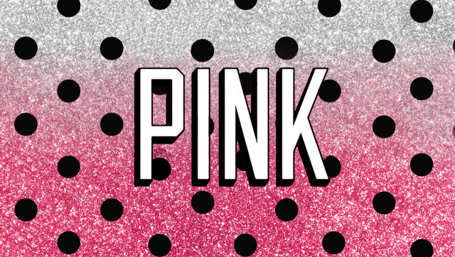 Pink black background polka dots free wallpaper - medium preview image
