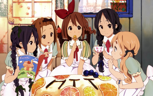 Girls table orange slices cake free wallpaper for desktop - medium preview image