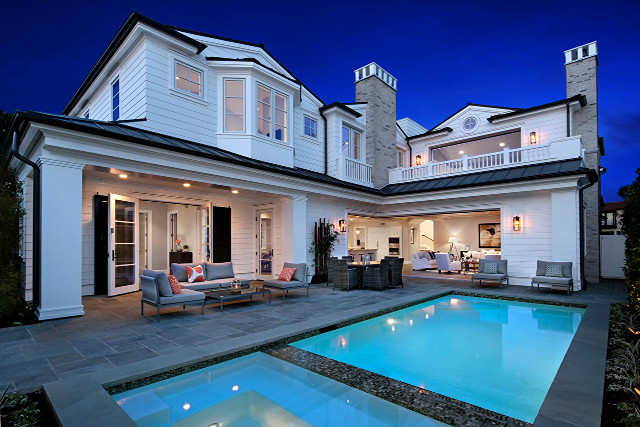 Large house pool night patio free wallpaper - medium preview image