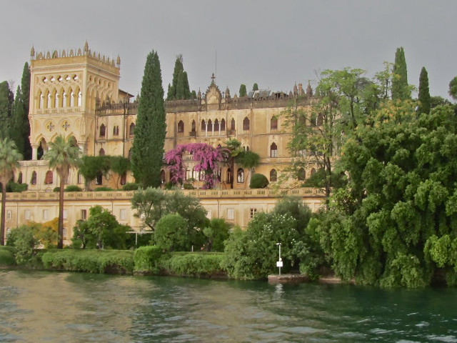 Castle lake trees boat water free wallpaper - medium preview image