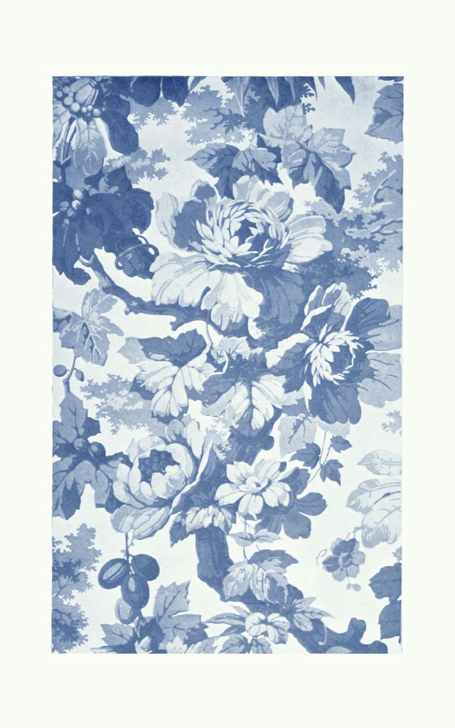 Blue white floral print border free wallpaper - medium preview image