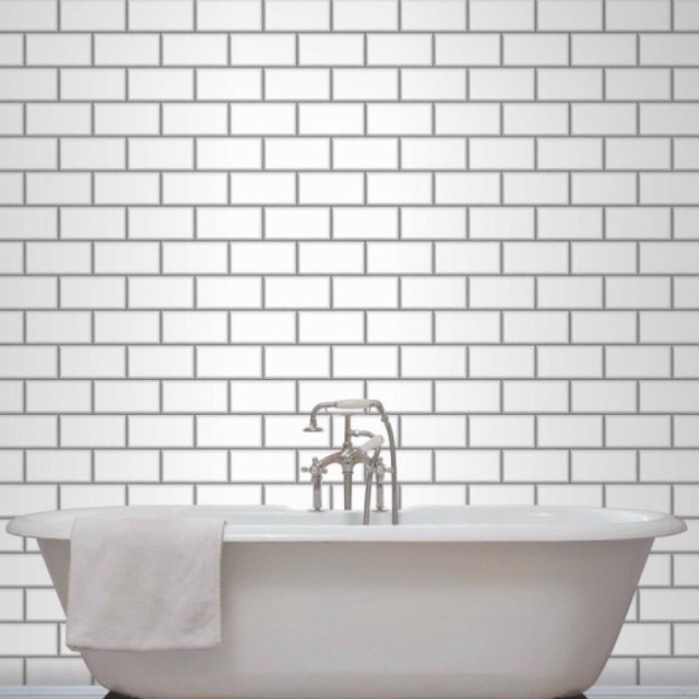 White bath tub minimalist brick free wallpaper - medium preview image