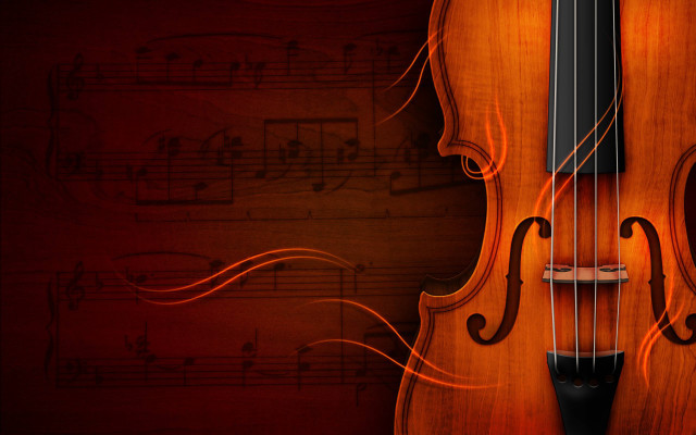Violin musical notes red background #3 free wallpaper - medium preview image