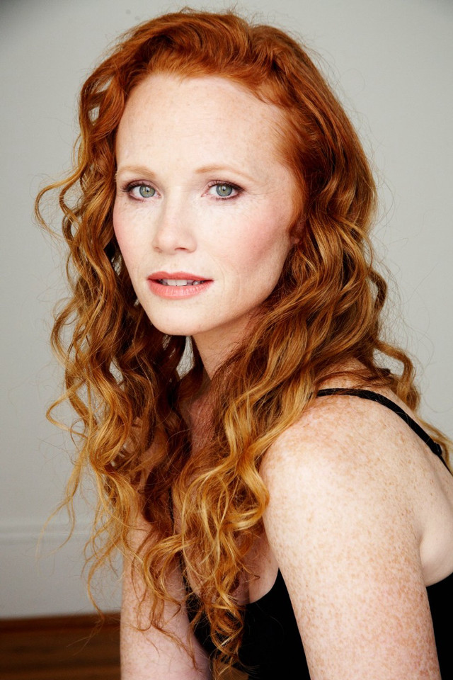 Woman red hair curls black free wallpaper - medium preview image