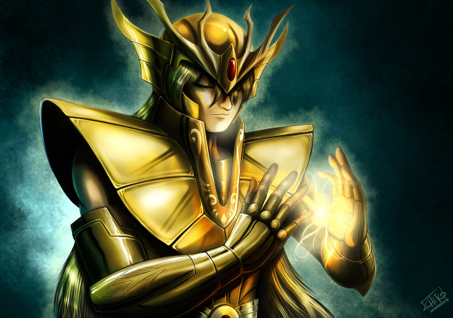 Golden armor man glowing object free wallpaper - medium preview image
