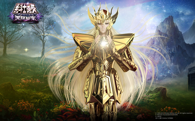 Woman golden armor field flowers free wallpaper - medium preview image