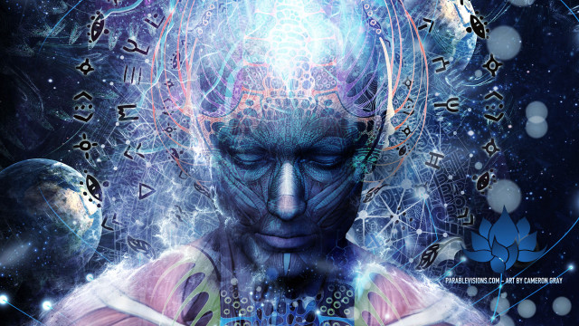 Strange face symbols space background free wallpaper - medium preview image